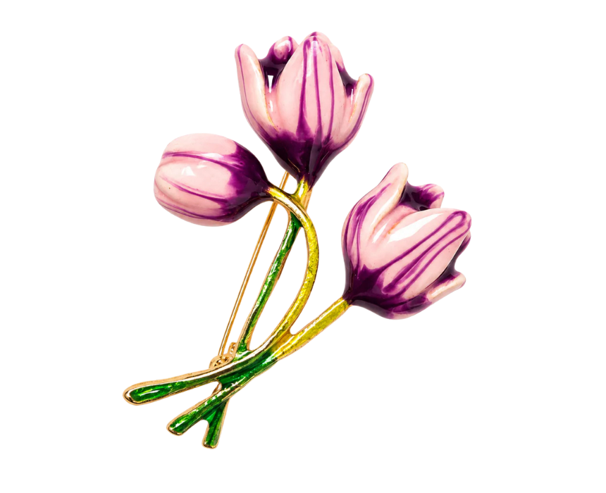 4 Violet Tulip Bouquet Brooch - Image 1