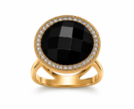 Black Crystal Scarf Ring - Image 