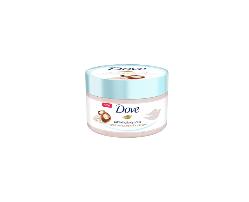 450 Body Scrub Crushed Macadamia & Rice Milk Dove - Image 1