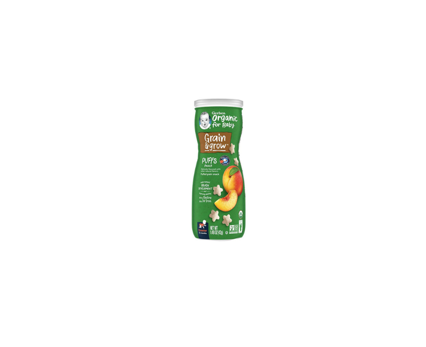 480 Organic Grain & Grow Peach Puffs Gerber - Image 1