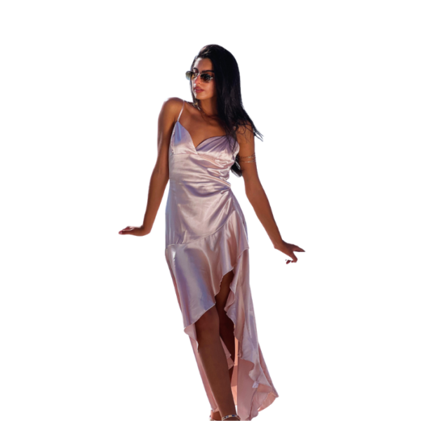 Sipin Champagne Long Satin Dress