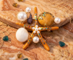 Pearl Starfish Shell Brooch - Image 