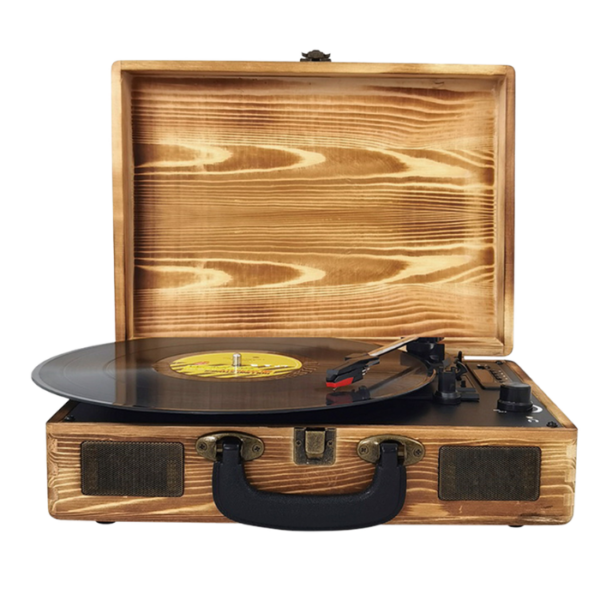 Prixton Turntable Vinyl Record Player LED Stereo Wood Bluetooth