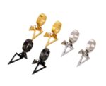 Dangling Triangle Black Clipb On Earrings - Image 