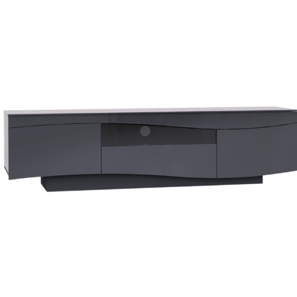 Table Stand Glass And Wood TV Console Black