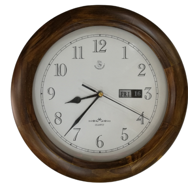 Woodpecker Quartz Analog Round Wall Clock With Calendar
