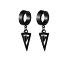 Dangling Triangle Black Clipb On Earrings - Image 