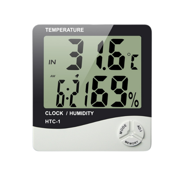 Digital Clock Thermometer Hygrometer Temperature and Humidity Monitor Alarm Weather Station - HTC-1