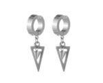 Dangling Triangle Black Clipb On Earrings - Image 
