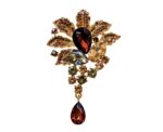 Amber Crystal Leaf Brooch - Image 