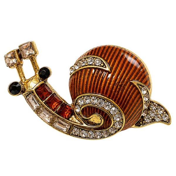 Amber Crystal Snail Brooch