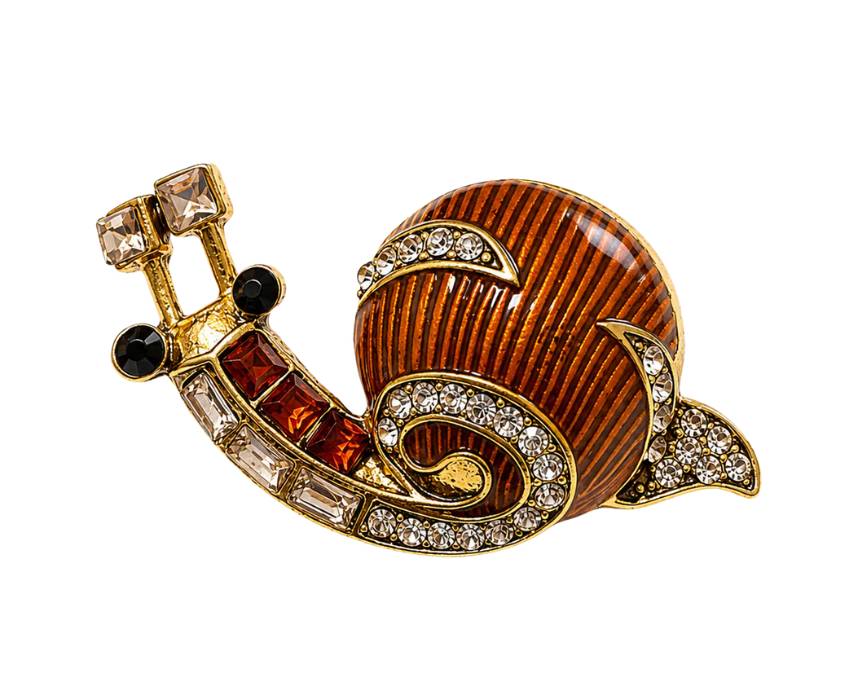 7 Amber Crystal Snail Brooch - Image 1