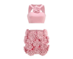 Ezgi Flower Halter Top Mini Skirt Set - Image 