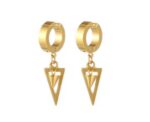 Dangling Triangle Black Clipb On Earrings - Image 