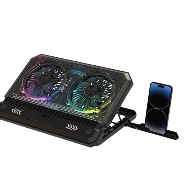 CONQ LAPTOP COOLER RGB With MOBILE HOLDER BLACK
