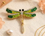 Emerald Dragonfly Brooch - Image 