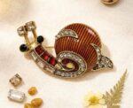 Amber Crystal Snail Brooch - Image 