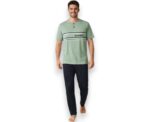 Doucette Men’s Olive Cotton Pant Pyjama Set - Image 