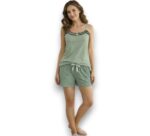 Doucette Women’s Olive Cotton Short Pyjama Set - Image 