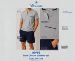Doucette Men’s Grey & Navy Cotton Summer Pyjama Set - Image 