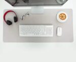 Double Sided PU Leather Mousepad Pink And Silver - Image 