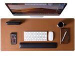 Double Sided PU Leather Mousepad Brown And Silver - Image 