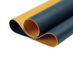 Double Sided PU Leather Mousepad Navy And Yellow - Image 