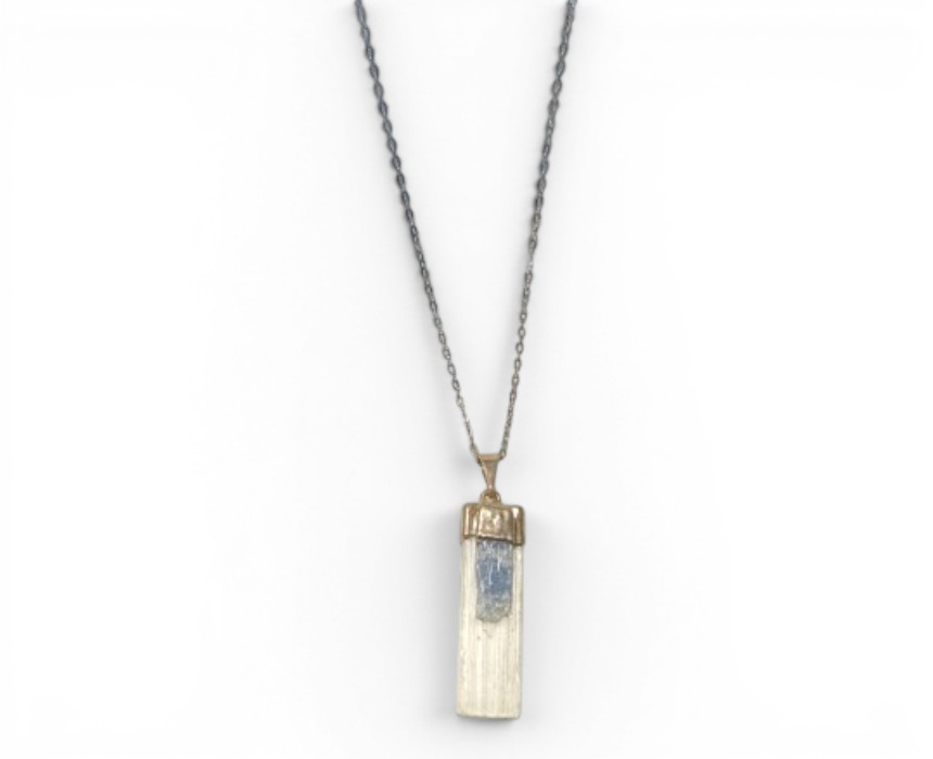 Selenite with Kyanite Necklac Crystal Alignment Selenite Kyanite Necklace - Image 1