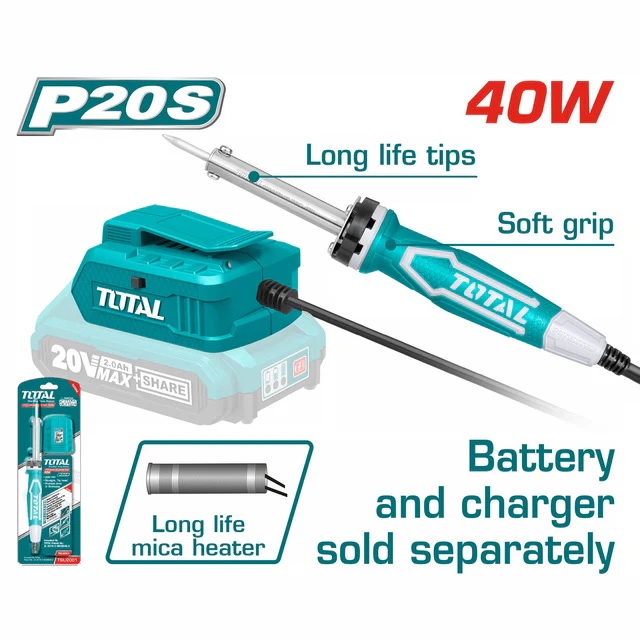 TSILI2001 TOTAL 20V cordless Soldering iron 40W (tool only) - Image 1