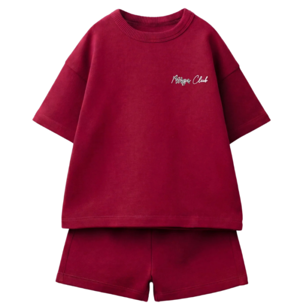Kids Burgundy Shorts Set