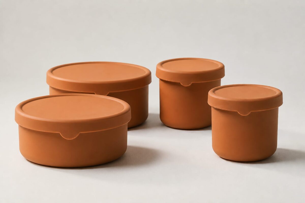 Brown 4 pieces Silicone Food containers - Image 1