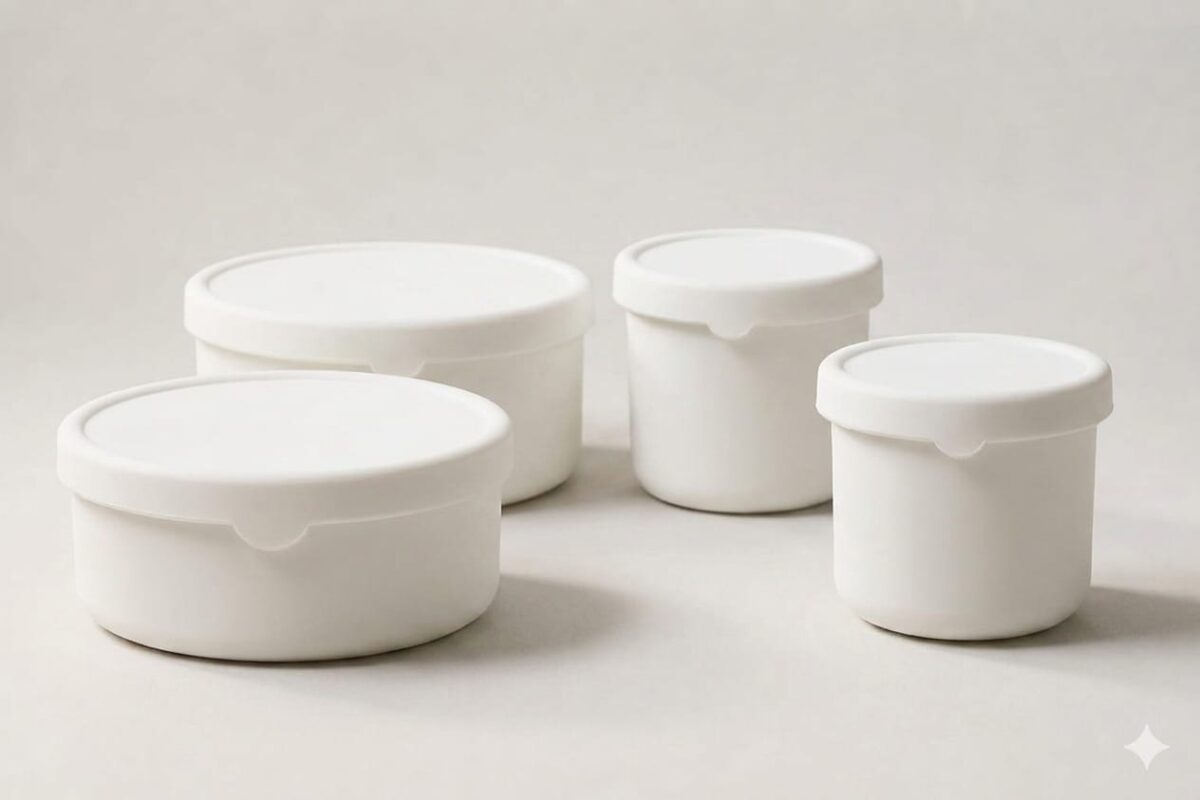 White 4 pieces Silicone Food containers. - Image 1