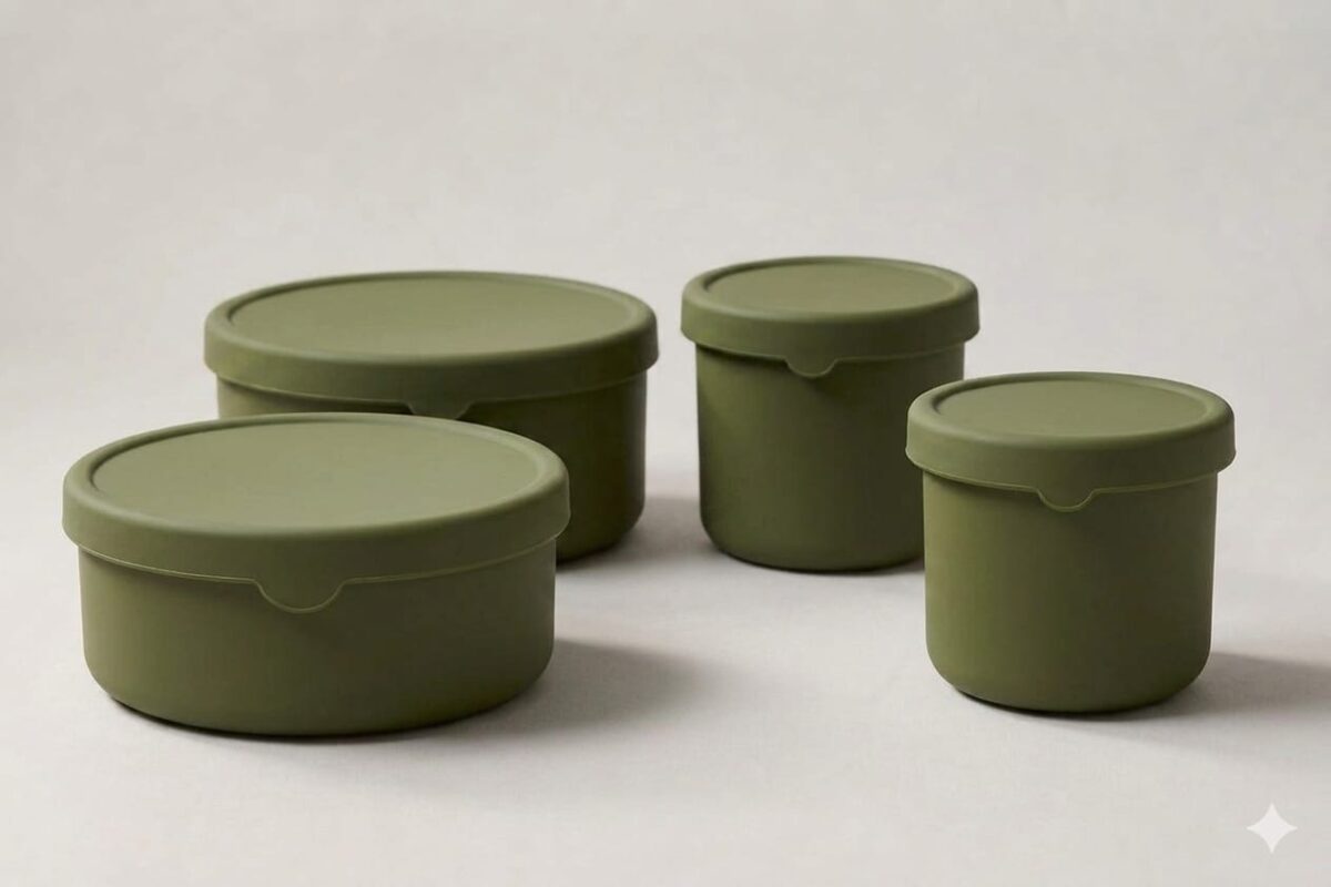 WhatsApp Image 2026-05-08 at 9.12.16 PM (2) Olive Green 4 pieces Silicone Food containers. - Image 1