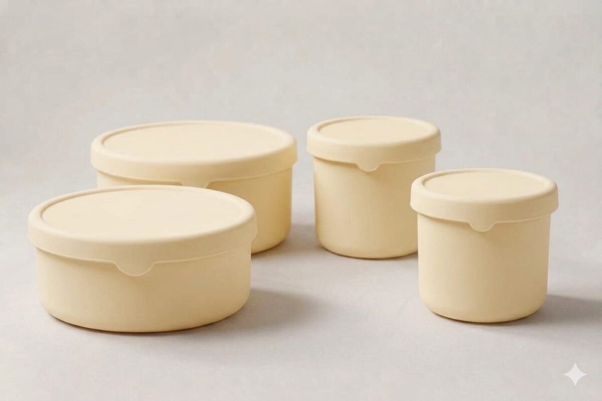 WhatsApp Image 2026-05-08 at 9.12.16 PM (3) Off-White 4 pieces Silicone Food containers. - Image 1