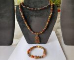 Tiger Stone Necklace and Bracelet Set - Image 