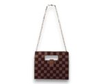 Brown and Pinkish Beige Checkerboard Canva Shoulder/ Handbag - Image 