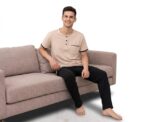 Doucette Men’s Classic Beige Cotton Pyjama - Image 