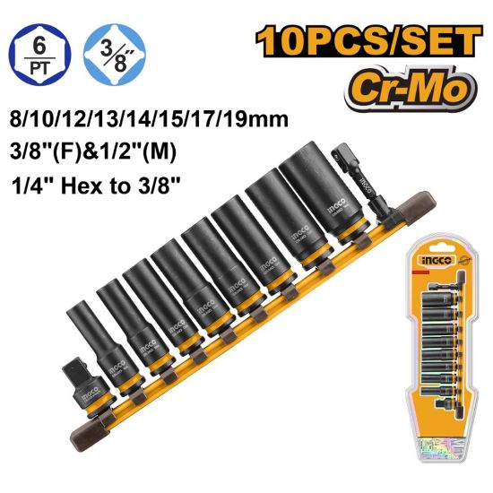 INGCO 10 Pcs 3/8"DR. Deep impact socket set