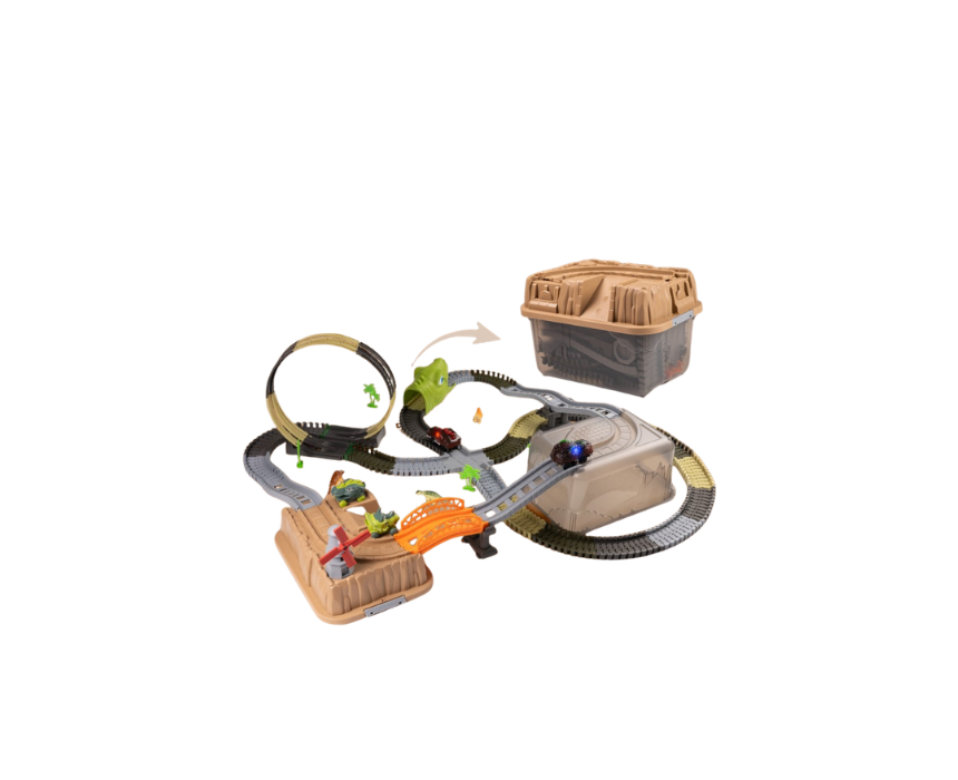 100 Dinosaur Themed 360° Car Race Track with Storage Box - Image 1