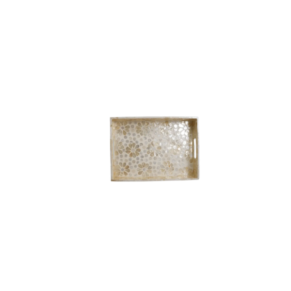Large Beige Flower Shell Tray Set