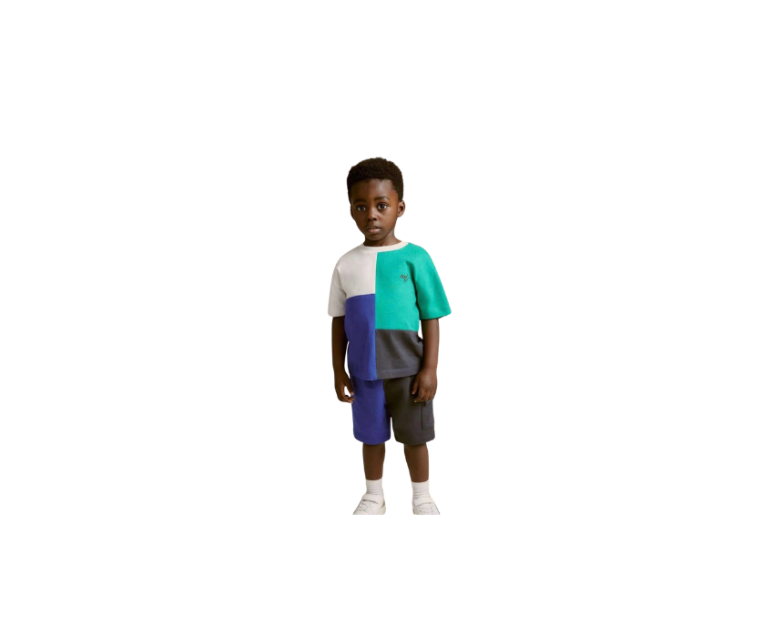 105 MULTICOLORED Shorts and Tshirt Set - Image 1
