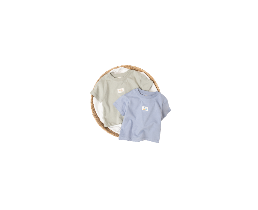 106 Baby Cotton T‑Shirt (Sage Green / Baby Blue) - Image 1