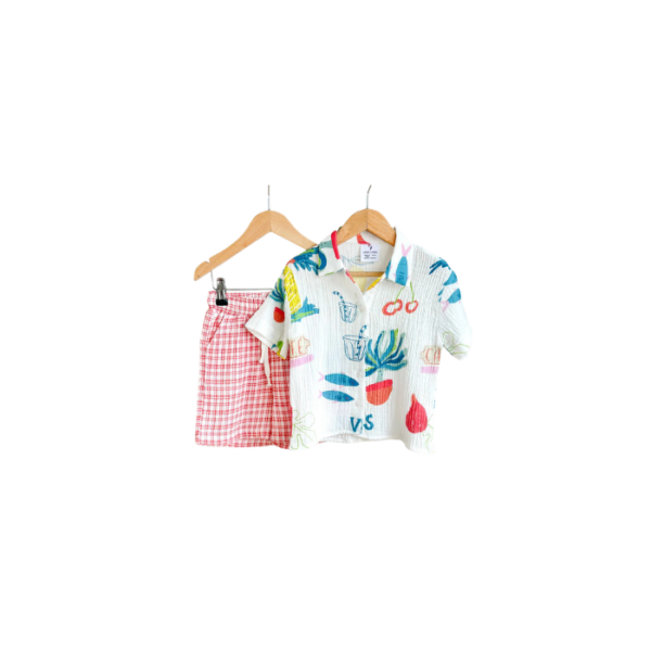 Kids Muslin Shorts & Shirt Set