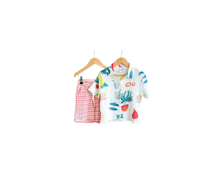 1062 Kids Muslin Shorts & Shirt Set - Image 1