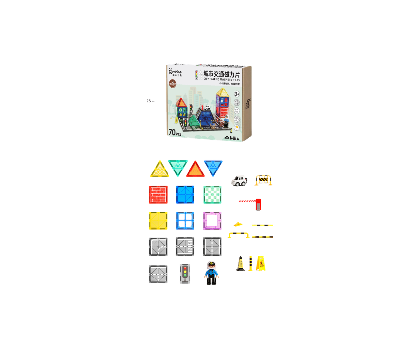 107 City Traffic Magnetic Tiles 70pcs - Image 1