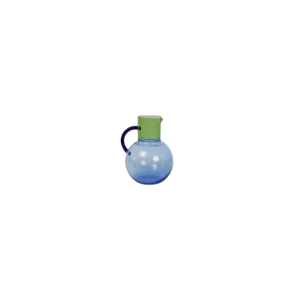 Round Glass Pitcher Green and Blue