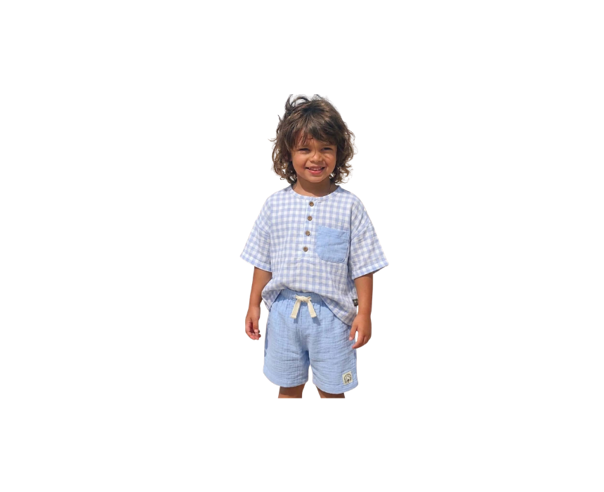 113 Mediterranean Breeze Muslin Shorts & Shirt Set - Image 1