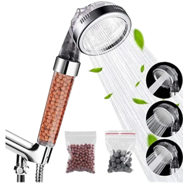 Filtered Hand Held Shower Head Ionic Head Help Reduces Hair Loss Rainfall Spa Water Saving