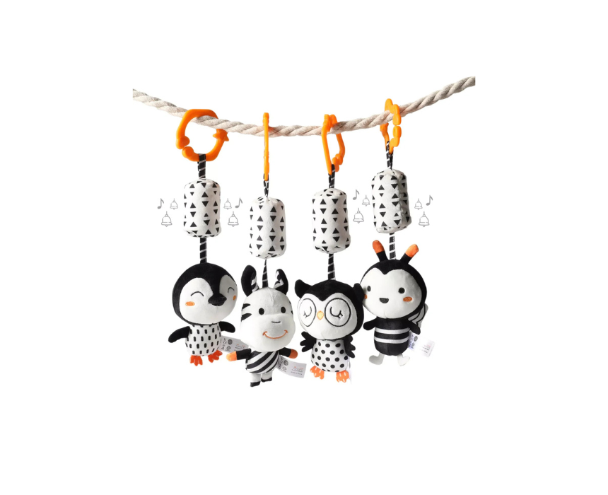 125 Black & White Animal Hanging Rattle Set - Image 1