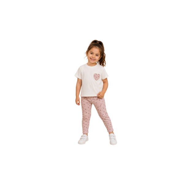 Hearts Legging & Tshirt Set White Top